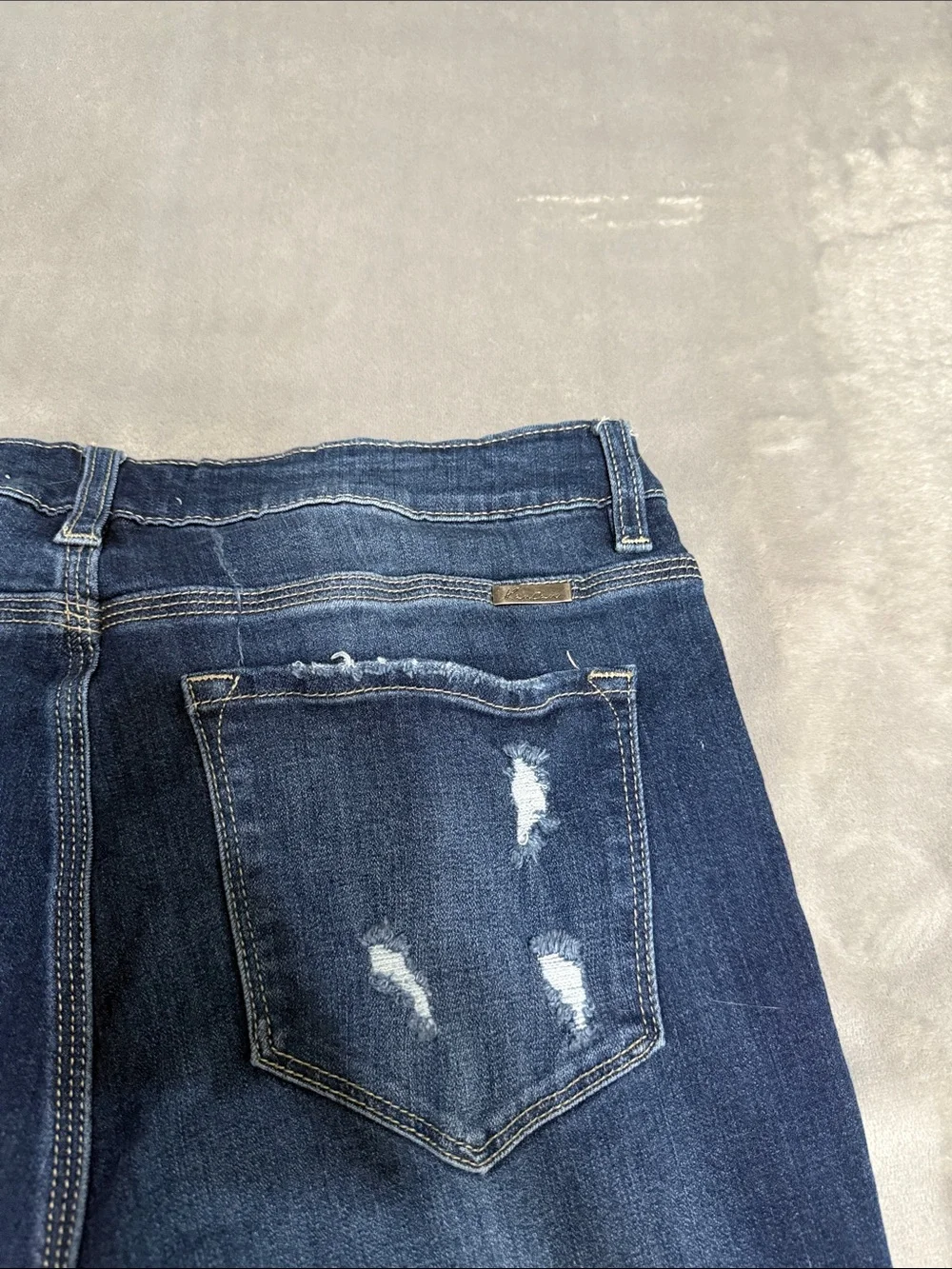 KanCan Dark Blue Distressed Button Fly Slim Boyfriend Jeans item 72509